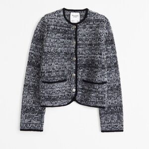 ABERCROMBIE AND FITCH Novelty Button Tweed-Inspired Sweater Jacket, Size XXSMALL